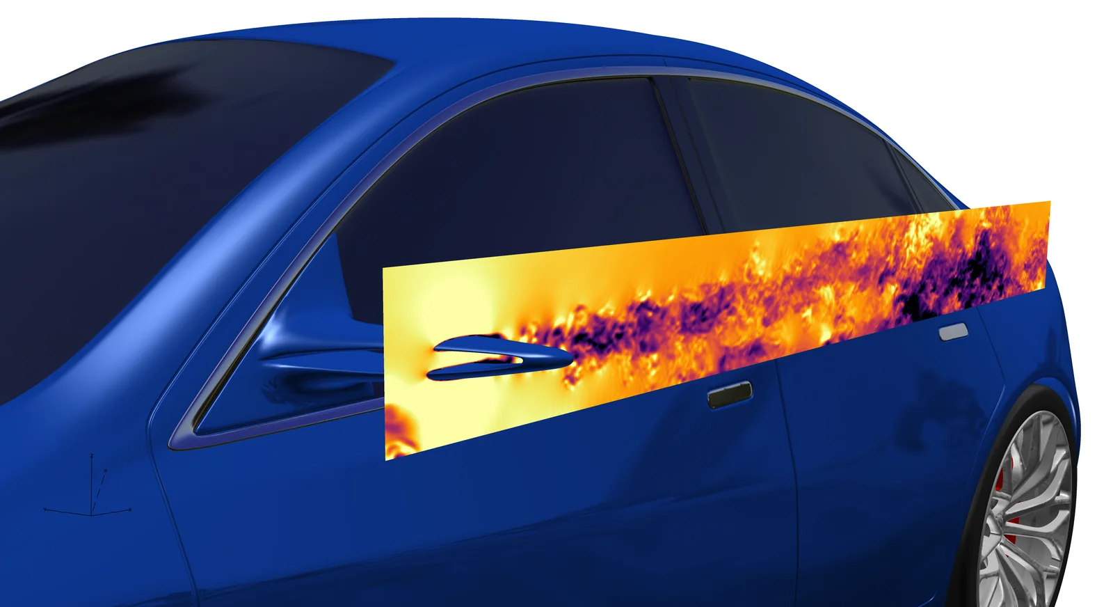 Plano de corte com campo instantâneo na esteira do retrovisor de um automóvel.