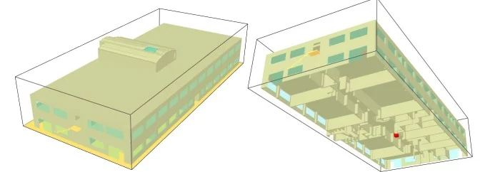 Building model for fire simulation in FDS