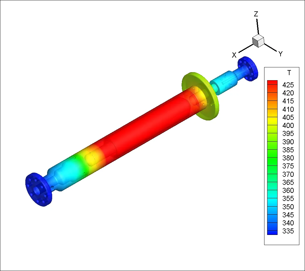 Temperatura de uma peça de equipamento submarino em CFD térmico