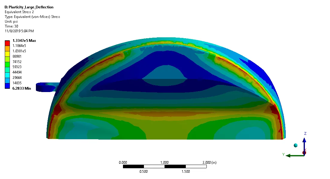 Valve seal contact analysis, equivalent stress